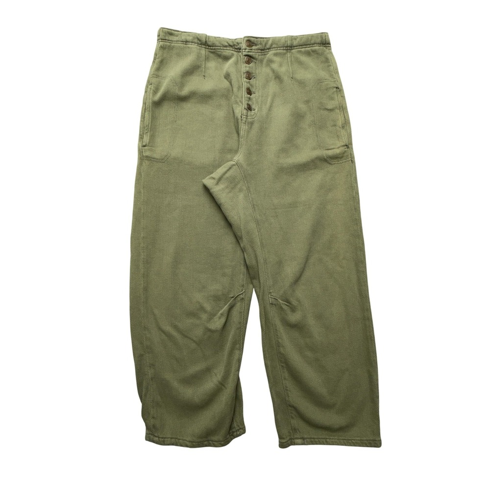 We The Free Osaka Barrel Pants Womens 30 Olive Mid Rise Cropped Twill